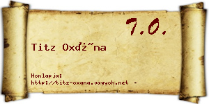 Titz Oxána névjegykártya